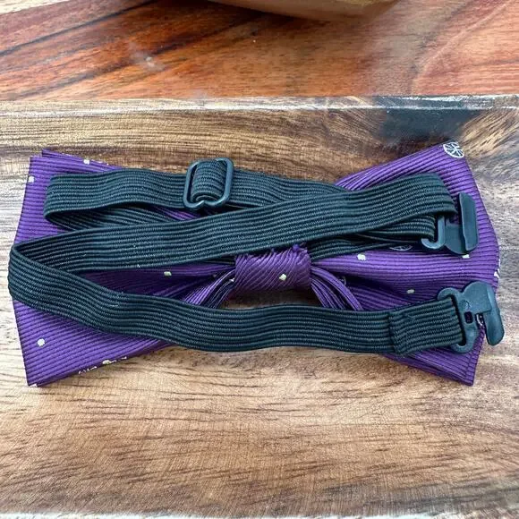 NEW Handmade Bow Tie Purple Silver Bicycles Adjustable Stretch Elastic Gift Prom - Picture 2 of 2